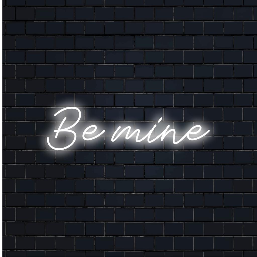 Be Mine vlastní LED neonový nápis: jasně růžový neonový text, ideální pro romantickou výzdobu neonových světel a personalizovaný design neonové reklamy.