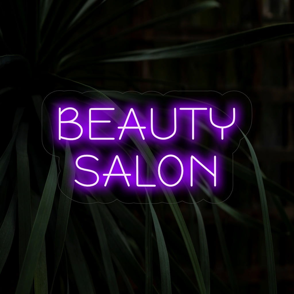 « Enseigne au néon pour salon de beauté » - Une lumière au néon chic comportant les mots « Salon de beauté », insufflant sophistication et élégance à votre salon de beauté ou spa.