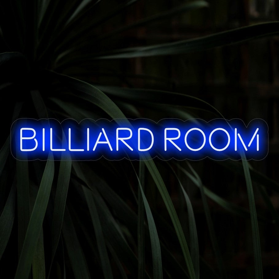"Billiard Room Neon Sign" - Ένα κλασικό φως νέον με τις λέξεις "Billiard Room", που εμπνέει κομψότητα και ψυχαγωγία στην αίθουσα παιχνιδιών ή στο χώρο του μπιλιάρδου σας.
