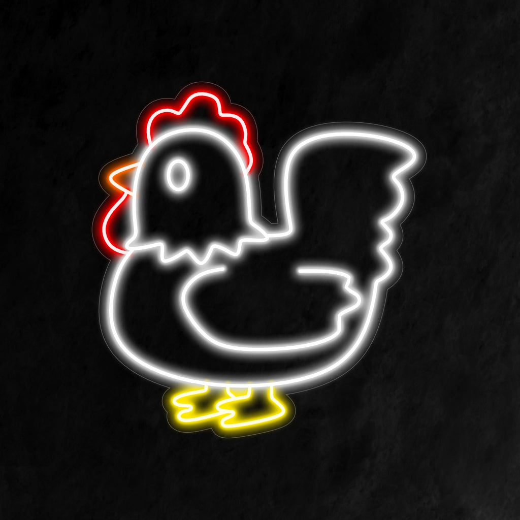 „Chicken Neon Sign“ ��� Svérázné a okouzlující neonové světlo, které představuje rozmarný design kuřete, naplní váš prostor hravými vibracemi a kulinářským kouzlem.