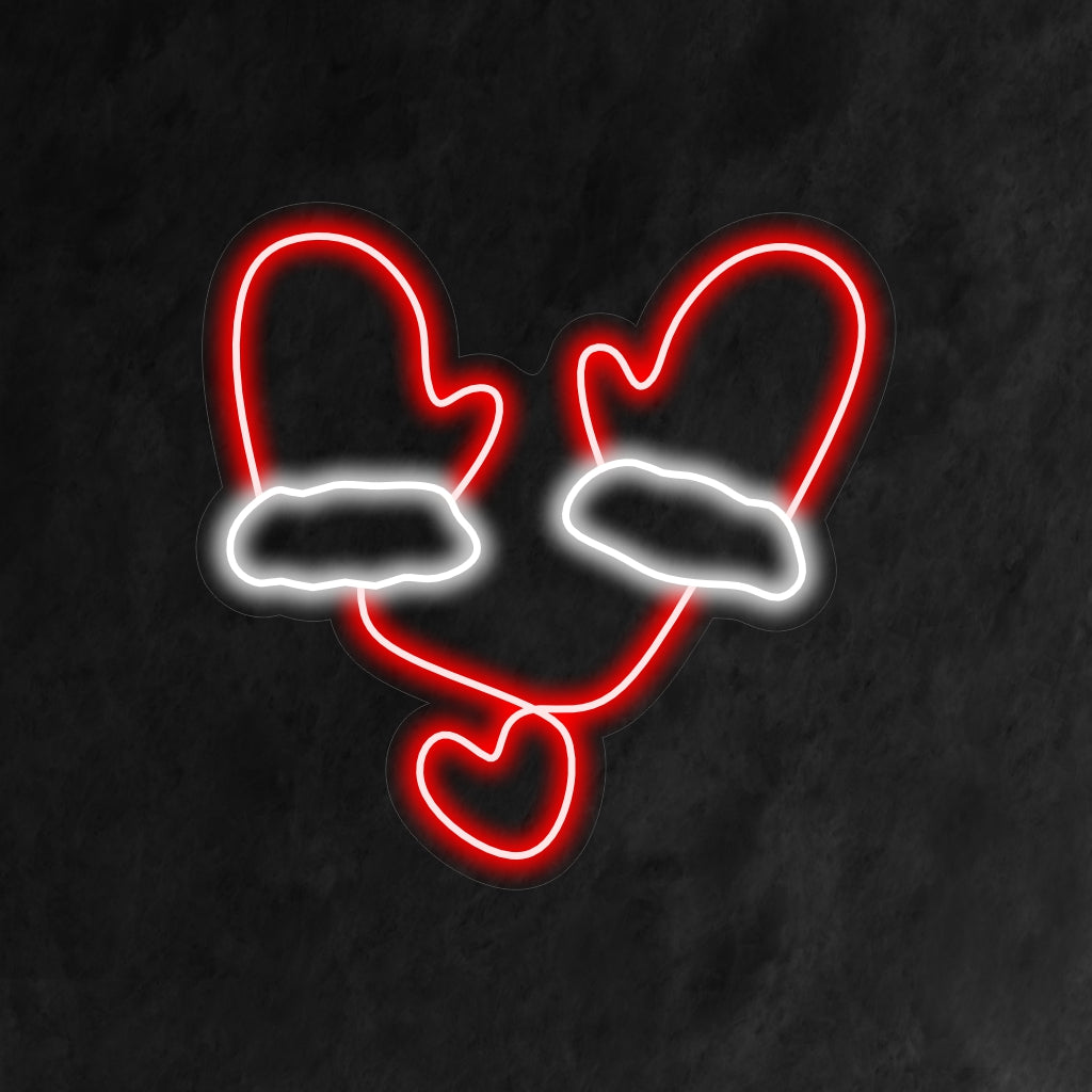 "Christmas Gloves Neon Sign" ��� Et festligt og glædeligt neonlys, der fremviser ikoniske julehandsker, der tilfører dit rum varme og glade feriestemninger.