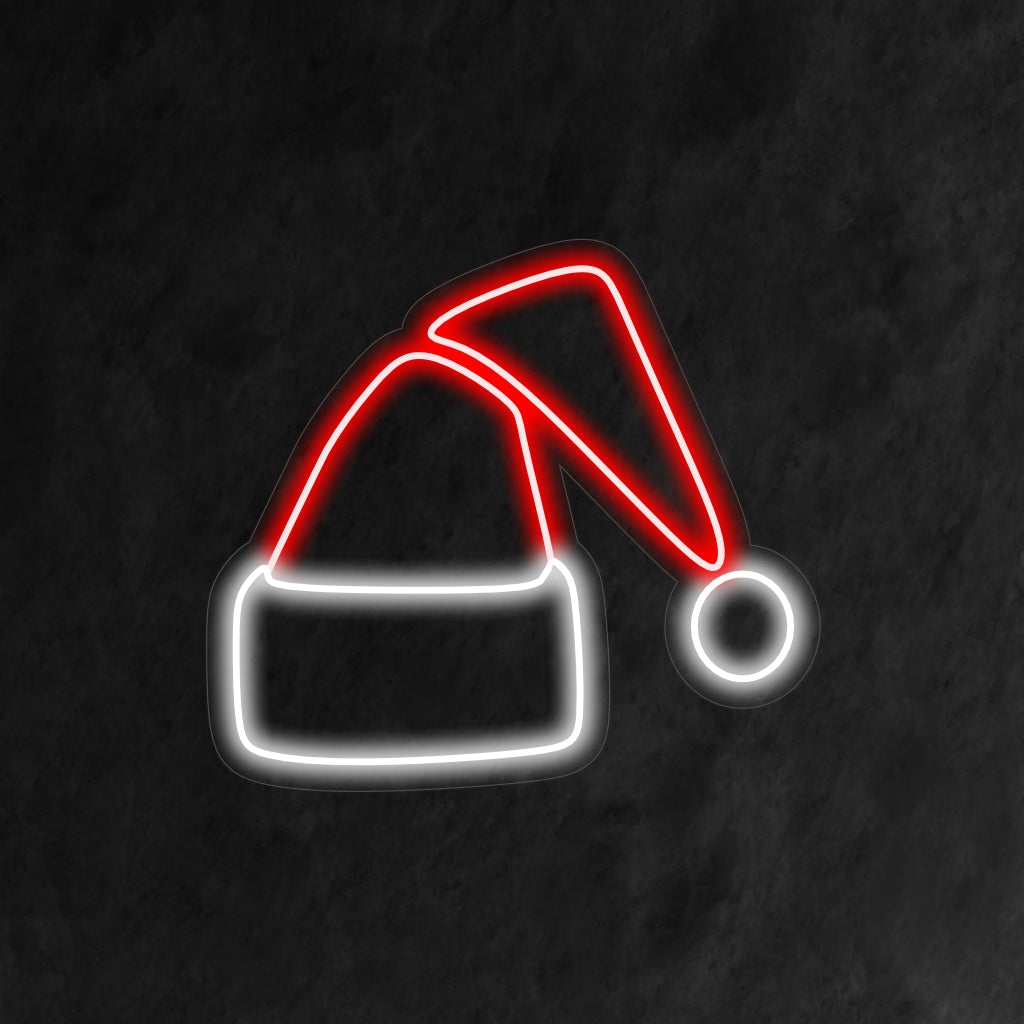 "Jõulukübara neoonmärk" ��� Pidulik ja omapärane neoonvalgus, mis esitleb ikoonilist jõulumütsi, lisades teie ruumi rõõmsa ja lõbusa pühadehõnguga.