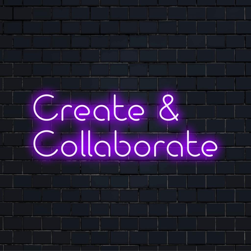 Ζωντανή προσαρμοσμένη φωτεινή επιγραφή LED από τη «Δημιουργία και Συνεργασία», ιδανική για να προσθέσετε μοναδική ανάλαφρη διακόσμηση στο χώρο σας.