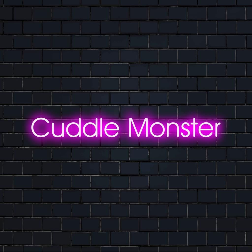 Vibrant Cuddle Monster LED neon sign, perfect for adding playful charm and modern neon light decor to any space.