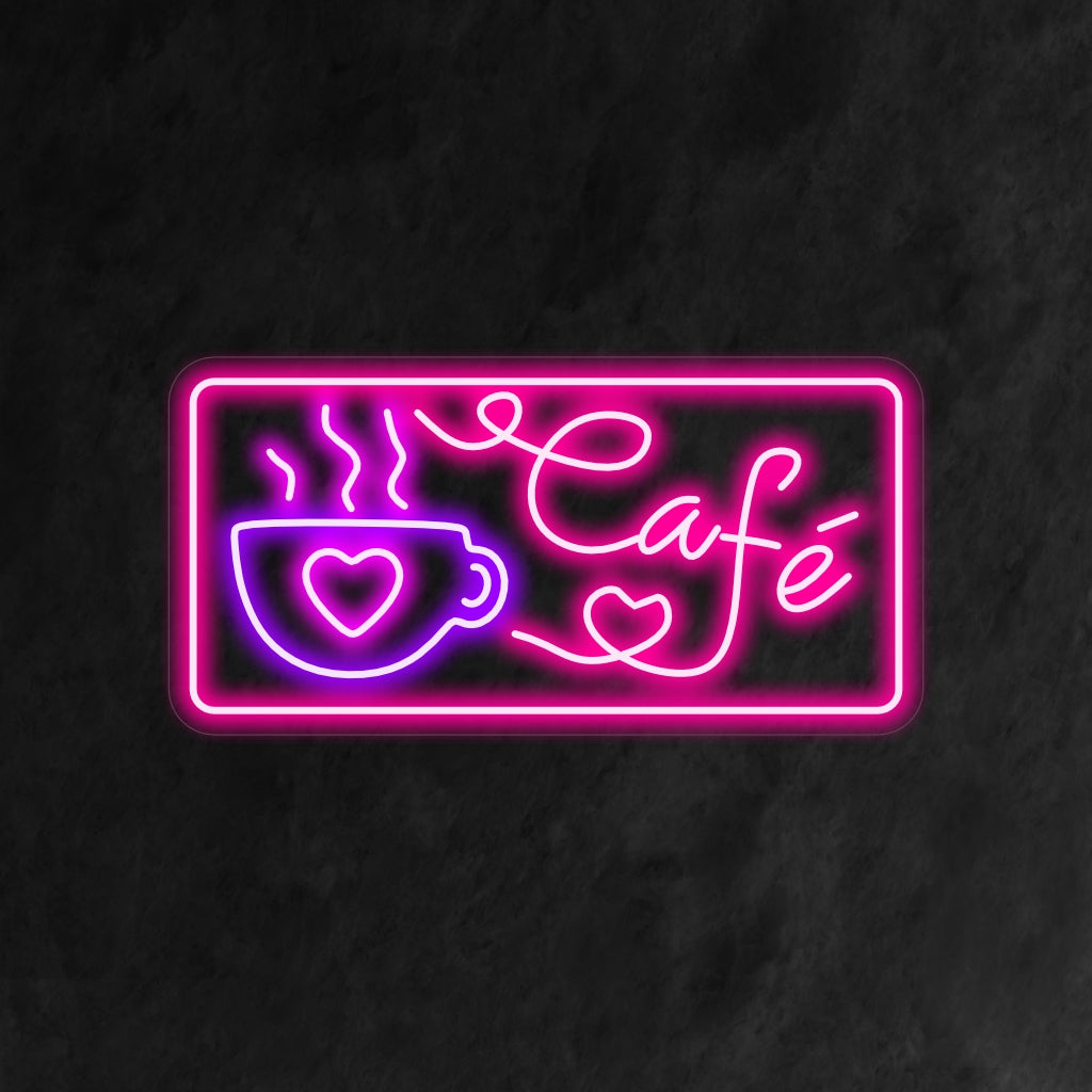 "Cute Coffee Cup Cafe Neon Sign" ��� Une lumière néon charmante et invitante présentant un joli design de tasse à café, insufflant à votre café ou café une ambiance chaleureuse et délicieuse.