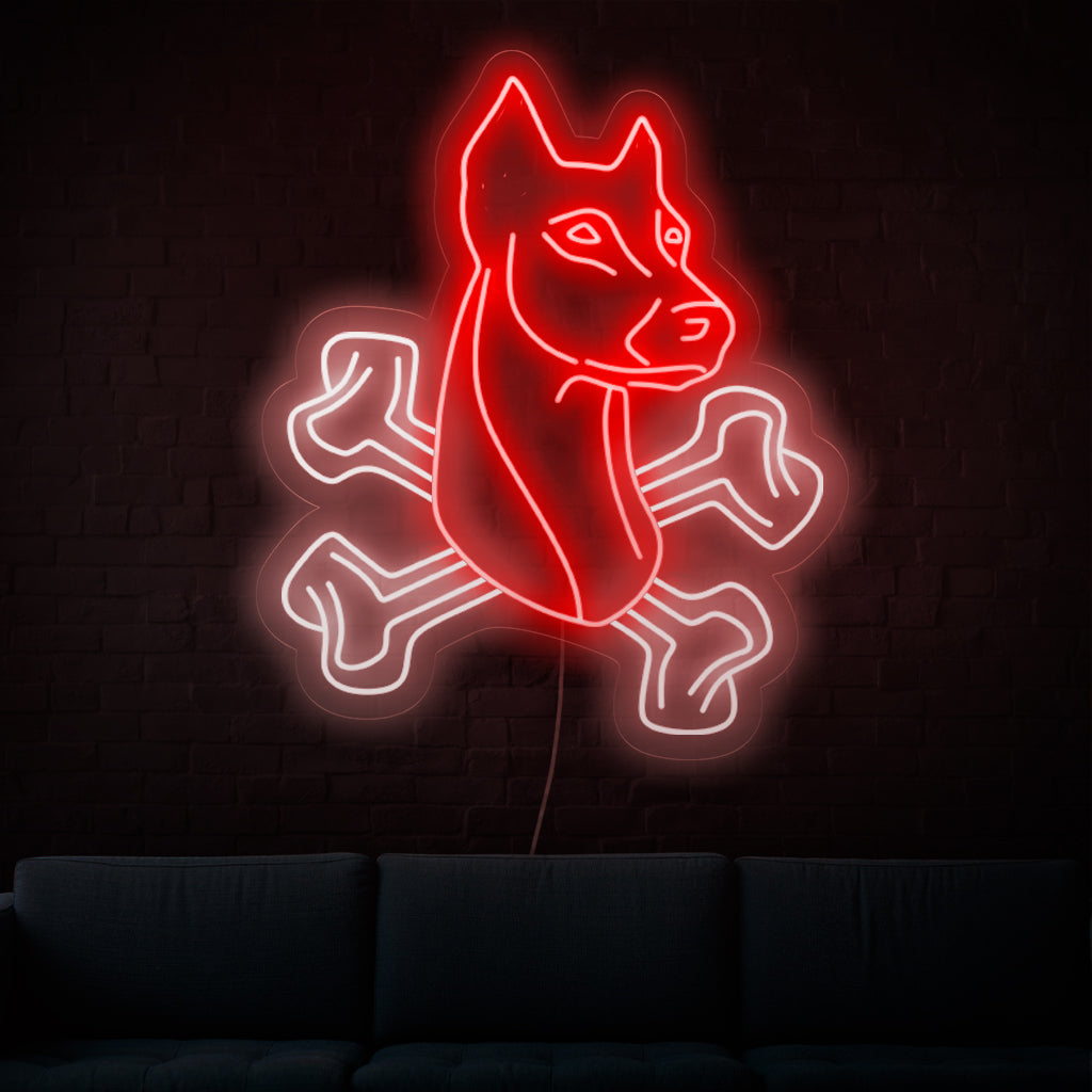 „Doberman Neon Sign” se luminează cu o strălucire îndrăzneață, infuzând spațiul dumneavoastră cu puterea și loialitatea asociate cu această rasă de canin emblematică, perfectă pentru pasionații de câini și mediile cu tematică pentru animale de companie.