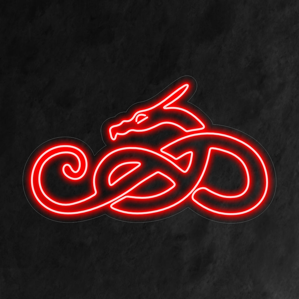 "Dragon Neon Sign" lights up with a bold glow, capturing the mystical presence of dragons, making it ideal for fantasy enthusiasts and themed environments.