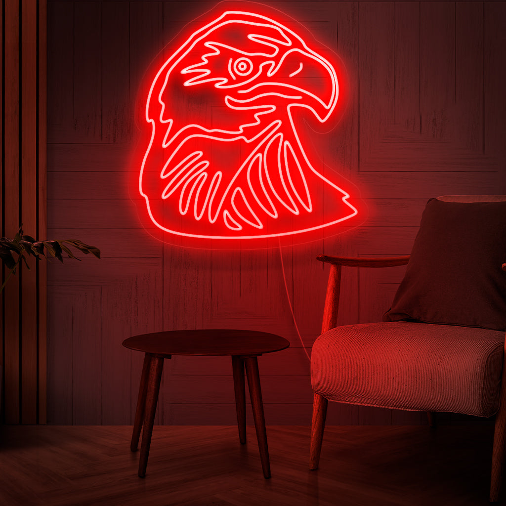Az „Eagle Neon Sign” merész fényben szárnyal, tökéletes hazafias és vadvilági témájú terekbe, megragadva ennek az ikonikus madárnak a fenséges szellemét.
