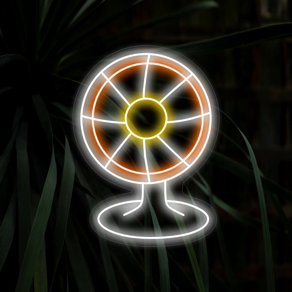 Το "Electric Fan Neon Sign" ανάβει με μια δροσερή, ρετρό λάμψη, ιδανική για vintage καταστήματα και καταστήματα ηλεκτρικών συσκευών, επιδεικνύοντας την κλασική γοητεία των ηλεκτρικών ανεμιστήρων.