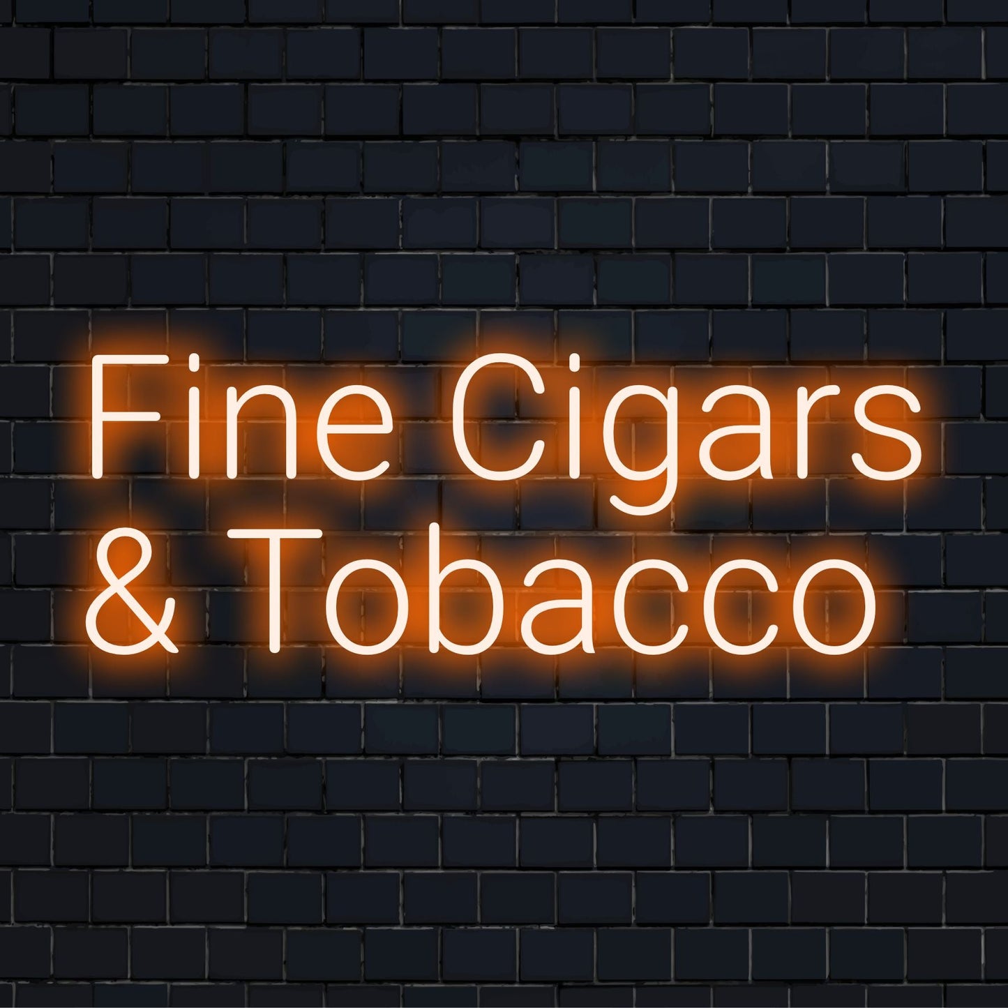 Niestandardowy neon LED marki Fine Cigars & Tobacco, idealny do stworzenia klimatu vintage i neonowej atmosfery z wyrafinowaną dekoracją świetlną.