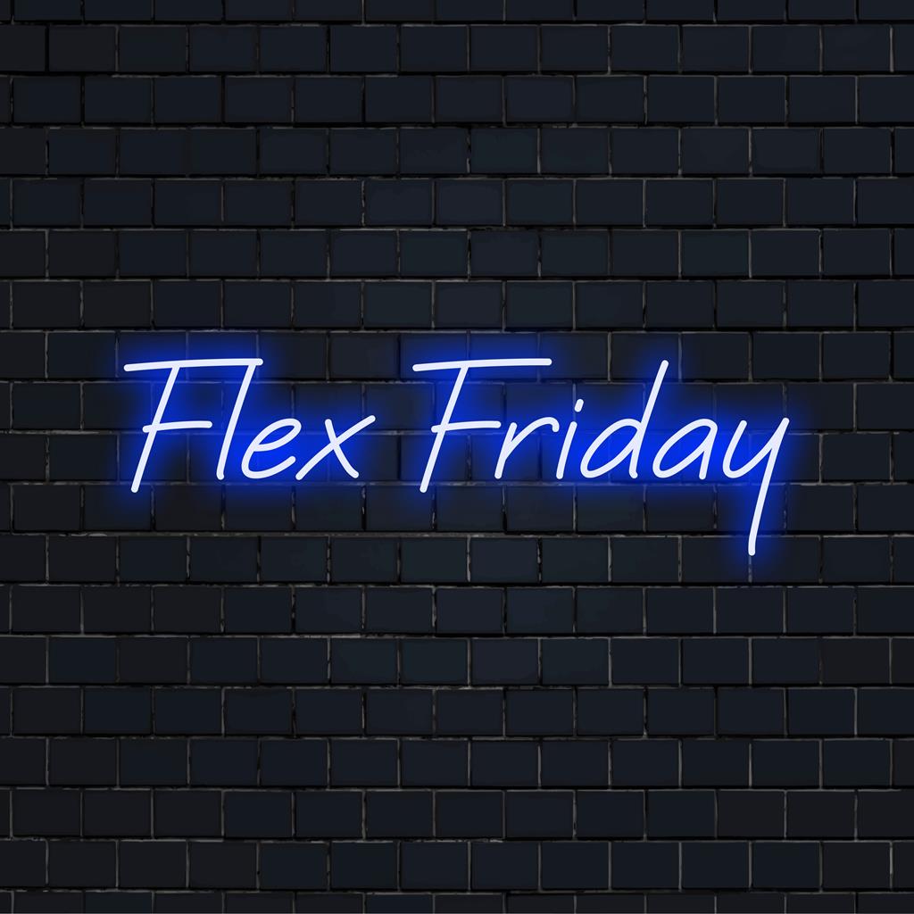 Semn colorat cu neon LED Flex Friday; perfect pentru arta unică de perete cu neon sau decor modern personalizat cu LED care îmbunătățește orice spațiu.