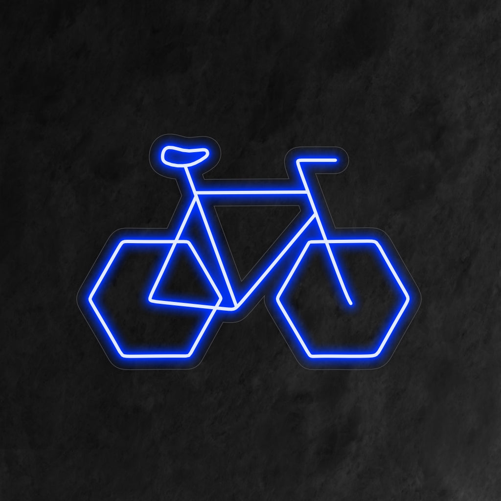 "Geometric Bike Neon Sign" - Πετάλι με μοντέρνο ύφος, ιδανικό για καταστήματα ποδηλάτων και λάτρεις της ποδηλασίας, αποτυπώνοντας τον συνδυασμό της γεωμετρίας και της αγάπης για το ποδήλατο.