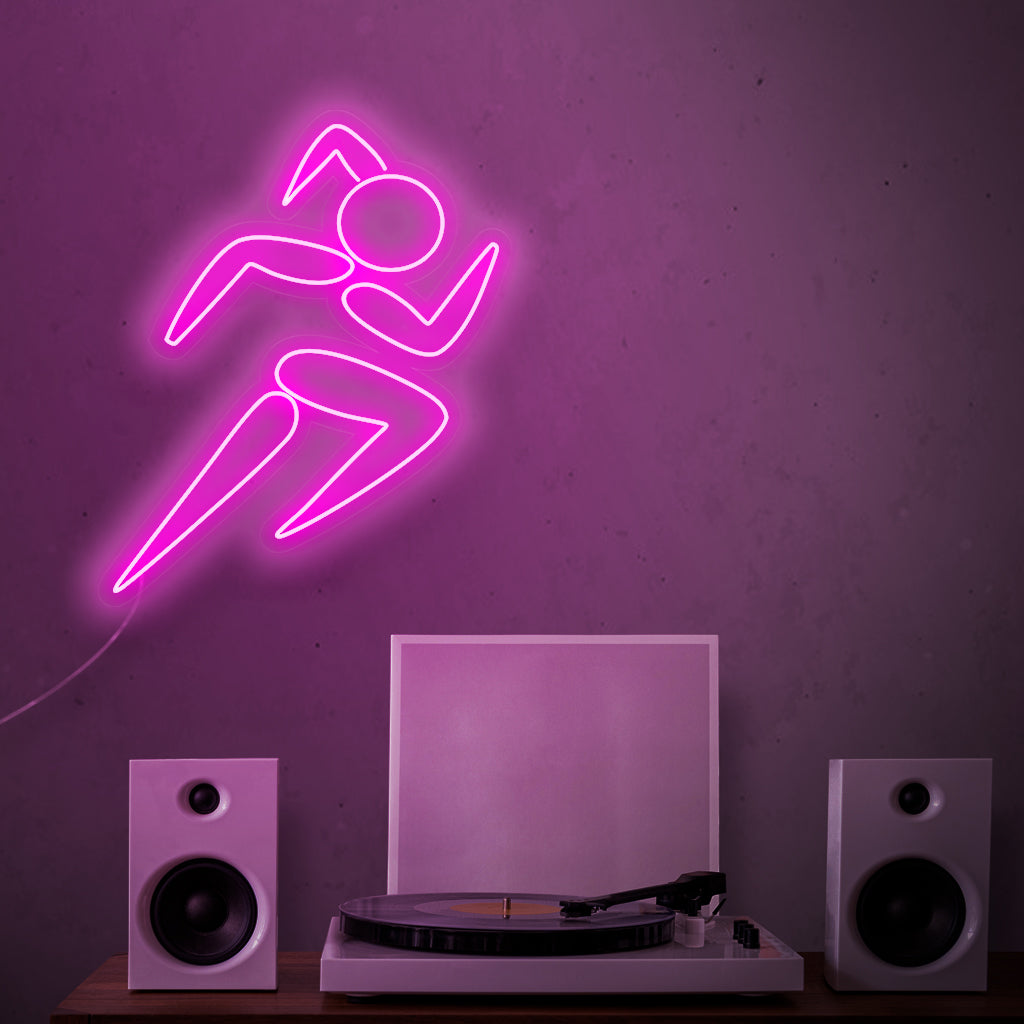„Girl Running Neon Sign” - Captarea energiei dinamice a alergătorului, perfectă pentru spații de fitness și săli de sport, inspirând un stil de viață activ și sănătos.