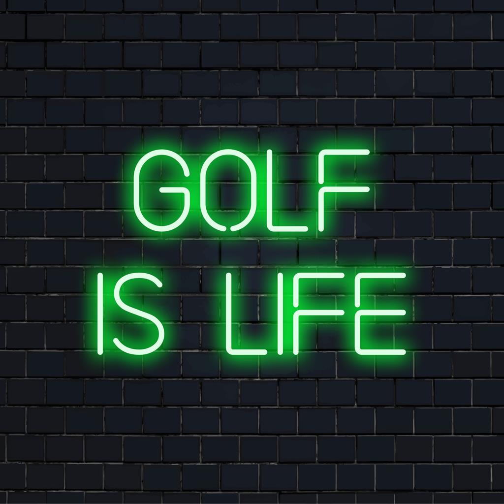 Insegna al neon LED personalizzata con la scritta Golf Is Life in colori vivaci e brillanti, ideale per gli appassionati di sport, gli amanti dell'arte murale al neon e gli arredi personalizzati.