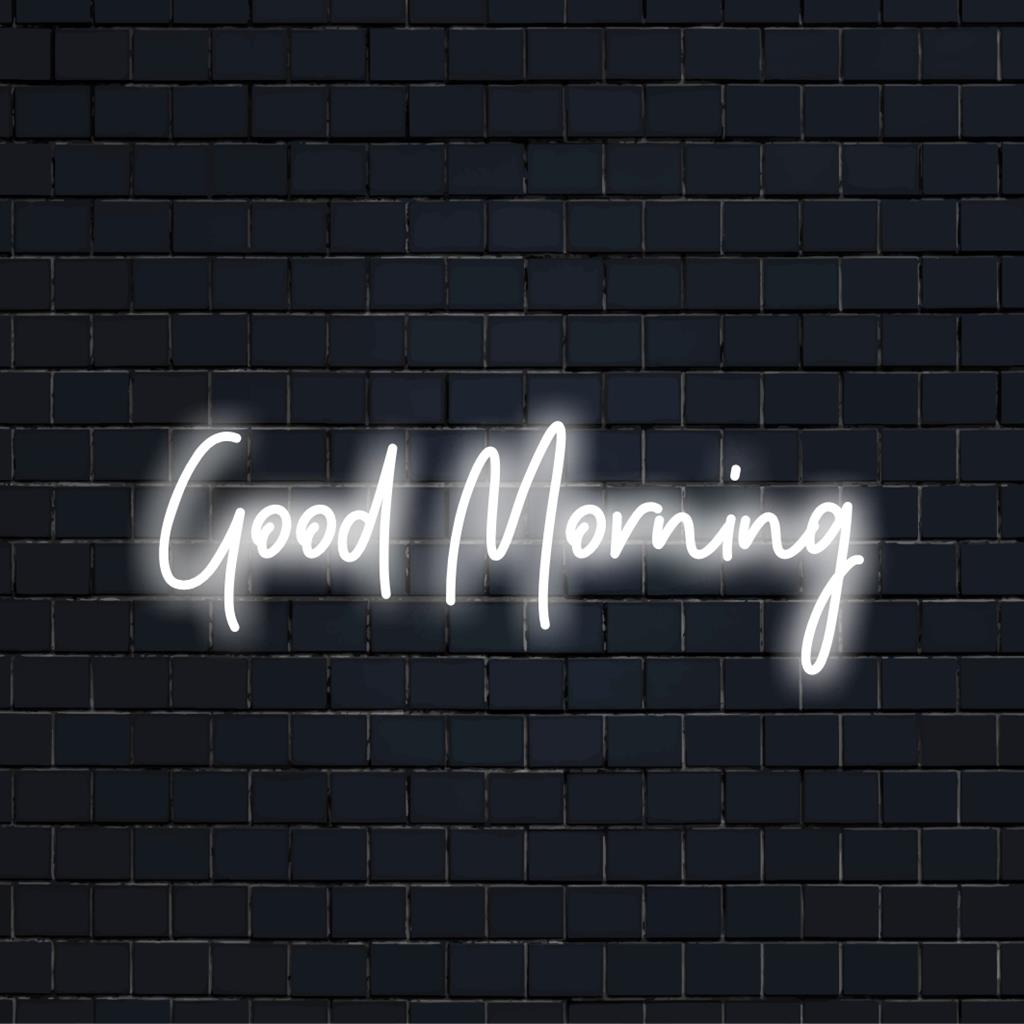 Jaskrawy, wykonany na zamówienie neon LED z napisem „Good Morning” doskonale sprawdzi się jako radosny wystrój lub spersonalizowana neonowa sztuka ścienna.