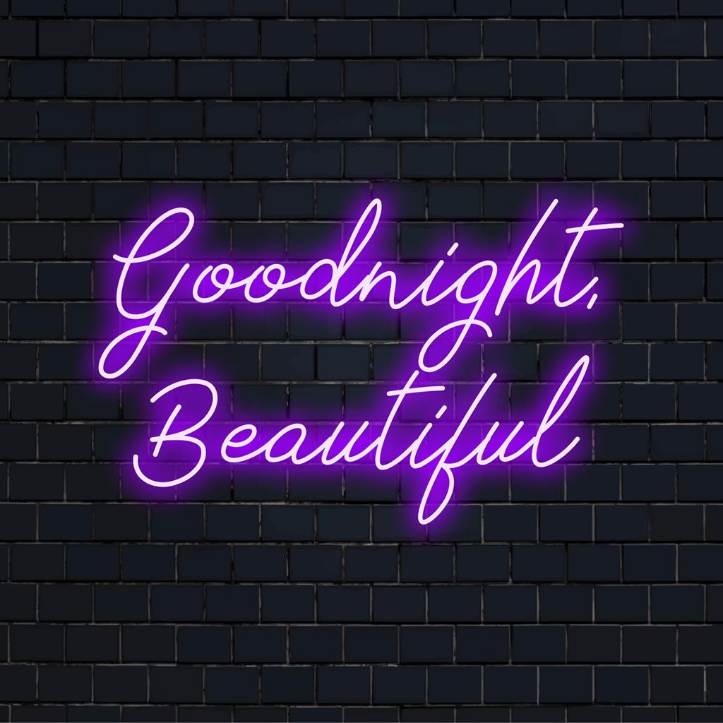 Insegna al neon a LED personalizzata in tonalità calde con la scritta "Buonanotte, Bella", perfetta per creare un'atmosfera accogliente e un incantevole decoro luminoso.