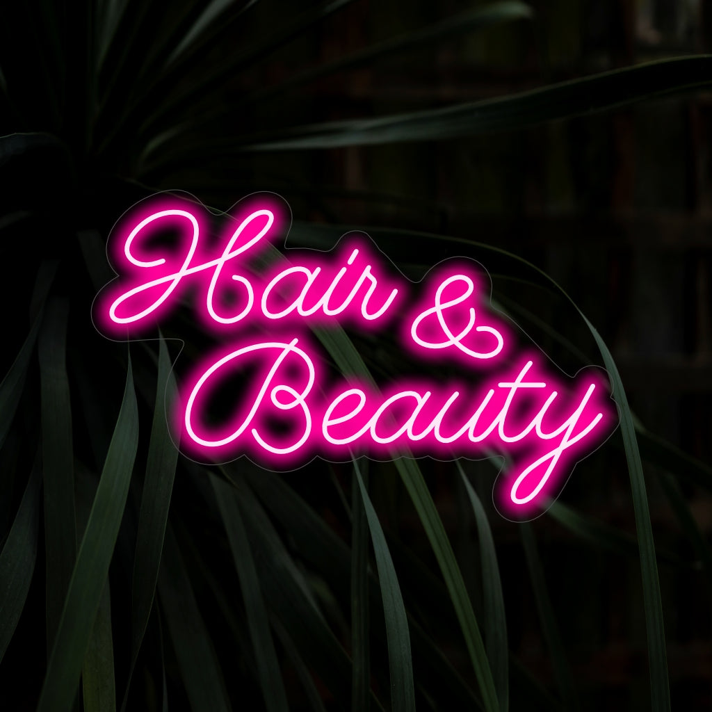 "Hair and Beauty Neon Sign" - Φωτίζει με στυλ και αίγλη, ιδανικό για κομμωτήρια και στούντιο ομορφιάς, αφιερωμένο στην ενίσχυση της ομορφιάς και της αυτοπεποίθησης.
