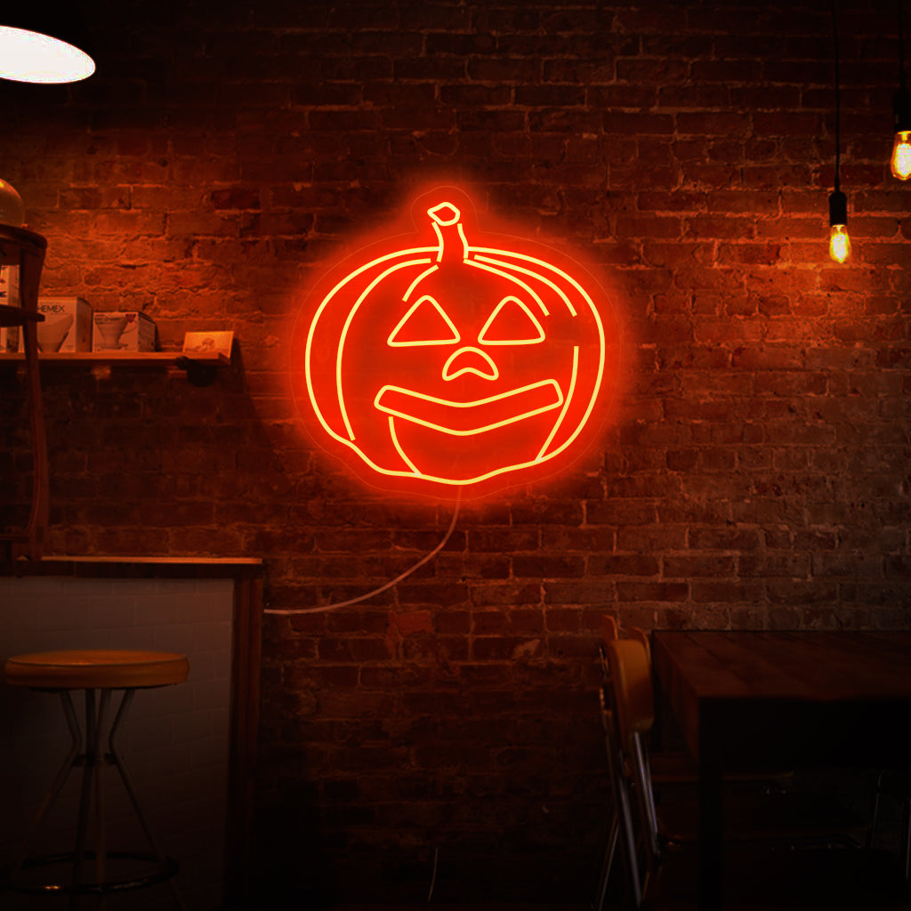 "Halloween Pumpkin Neon Sign" - Bringer et klassisk Halloween-symbol til live, perfekt til Halloween-fester og hjemsøgte attraktioner, der fanger sæsonens ikoniske ånd.