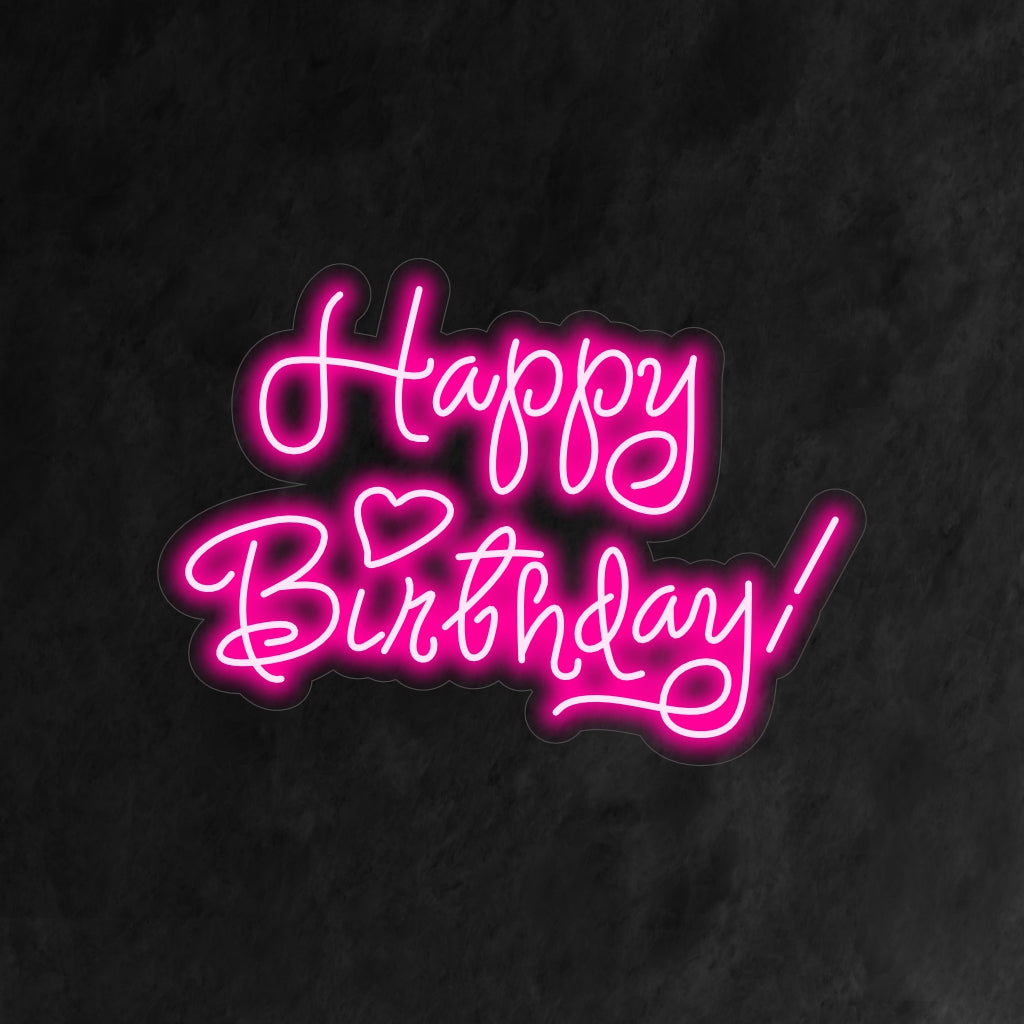 Το "Happy Birthday With Heart Neon Sign" είναι μια εορταστική και εορταστική προσθήκη στο εσωτερικό σας με θέμα τη γιορτή. Ένα φως νέον που προσθέτει μια πινελιά ζεστασιάς στις γιορτές γενεθλίων.