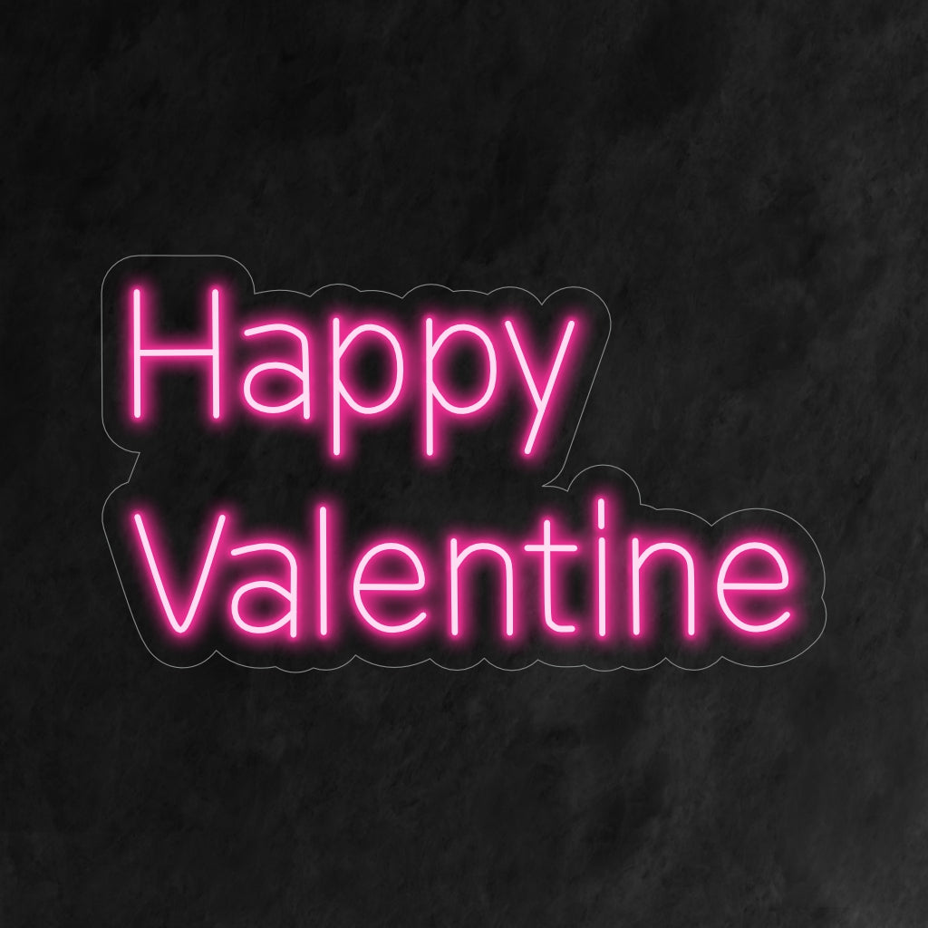 "Happy Valentine Neon Sign" - Udstråler kærlighed og romantik, perfekt til Valentinsdag-fejringer, romantiske omgivelser eller ethvert rum, hvor kærligheden fejres.