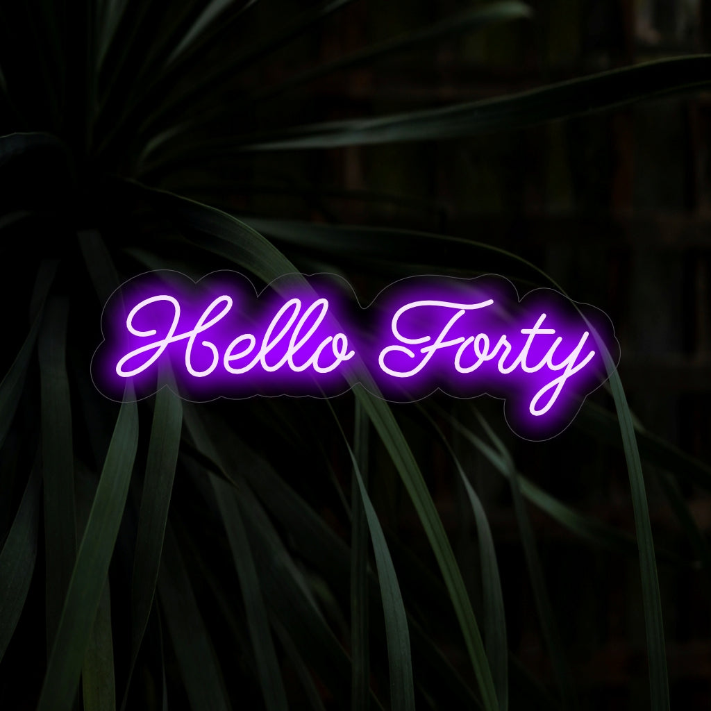 "Hej Forty Neon Sign" - En munter og festlig tilføjelse til 40-års fødselsdagsfester, der spreder en positiv og levende stemning for at markere begyndelsen på et nyt årti.