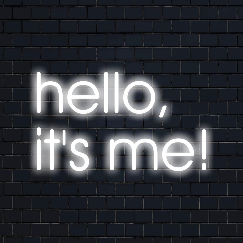 Bright neon sign with the words Hello, It's Me! Perfect for adding a personalized touch to any space, offering vibrant LED neon art.