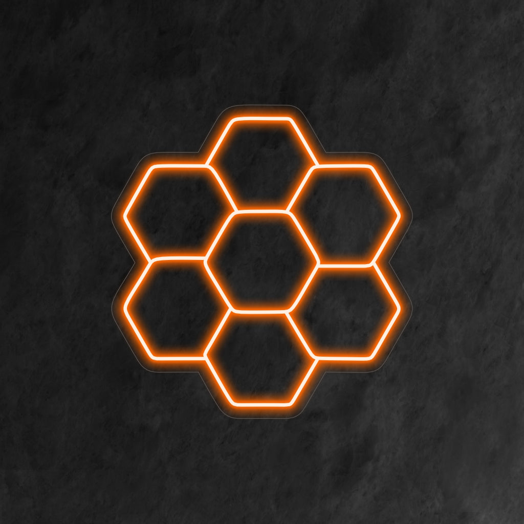 "Honeycomb Neon Sign" - A sweet and stylish addition for honey-themed cafes and dessert shops, featuring the intricate pattern of honeycombs for an elegant and warm atmosphere.