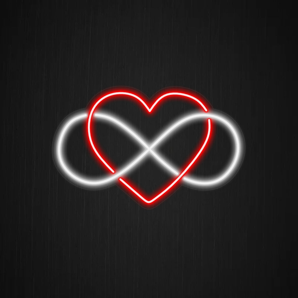 "Infinity Heart Neon Sign" - A symbol of eternal love, this captivating neon light adds a romantic and timeless touch to any space with its warm glow.