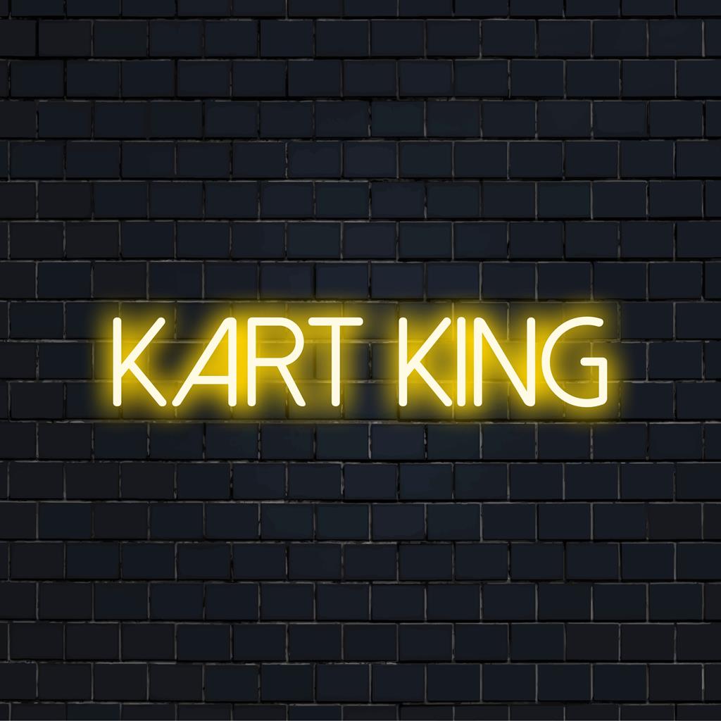 Colorful custom LED neon sign by Kart King, perfect for adding a unique touch to any space. Versatile neon light decor.