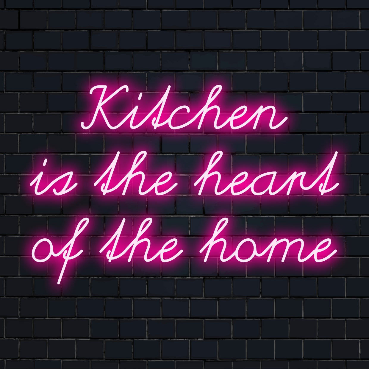 LED neon sign featuring the phrase Kitchen is the Heart of the Home, adding a warm, inviting glow to your space.