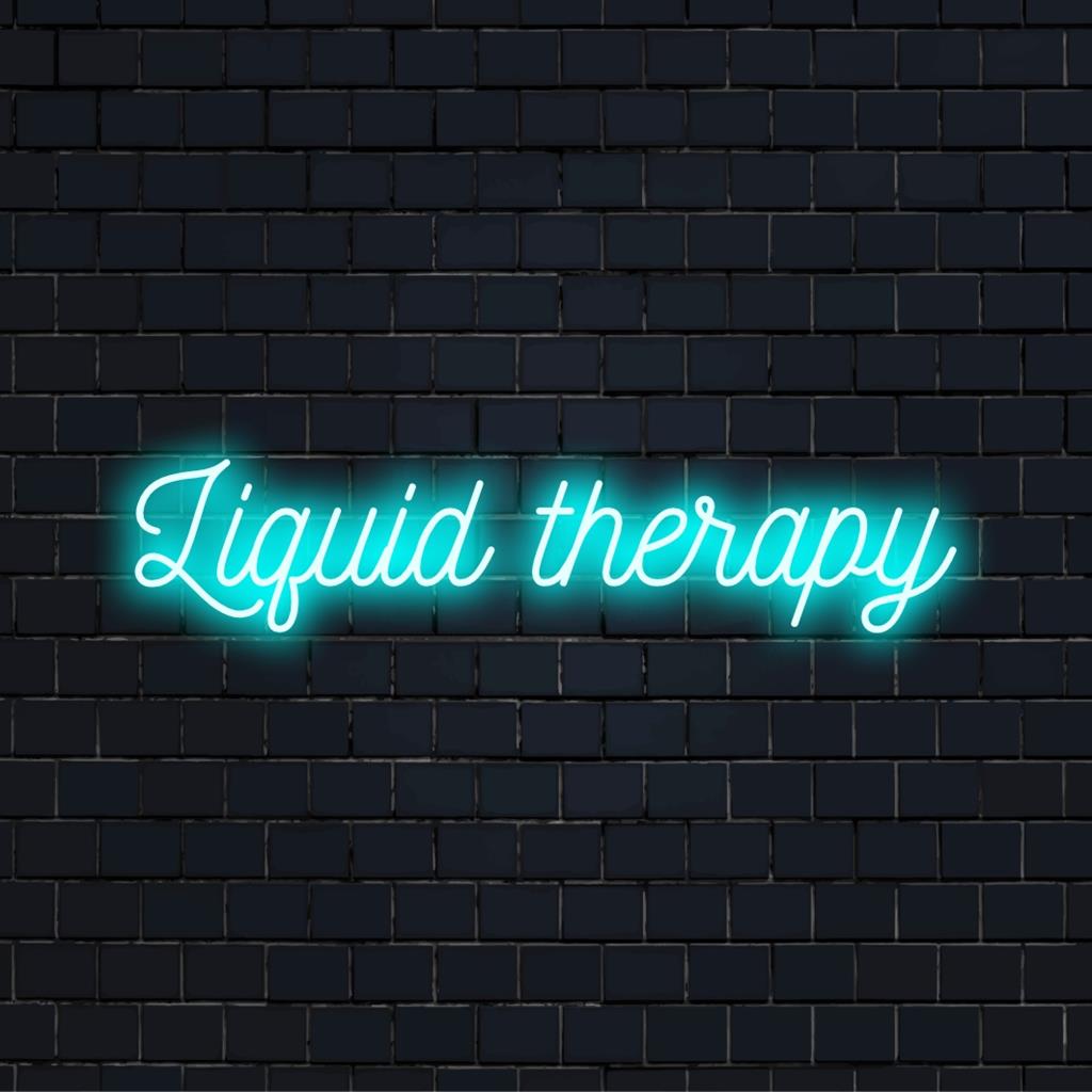 Liquid Therapy neonskilt med levende glød, perfekt til at tilføje et unikt touch til dit rum. Skræddersyet LED neon lys indretning.
