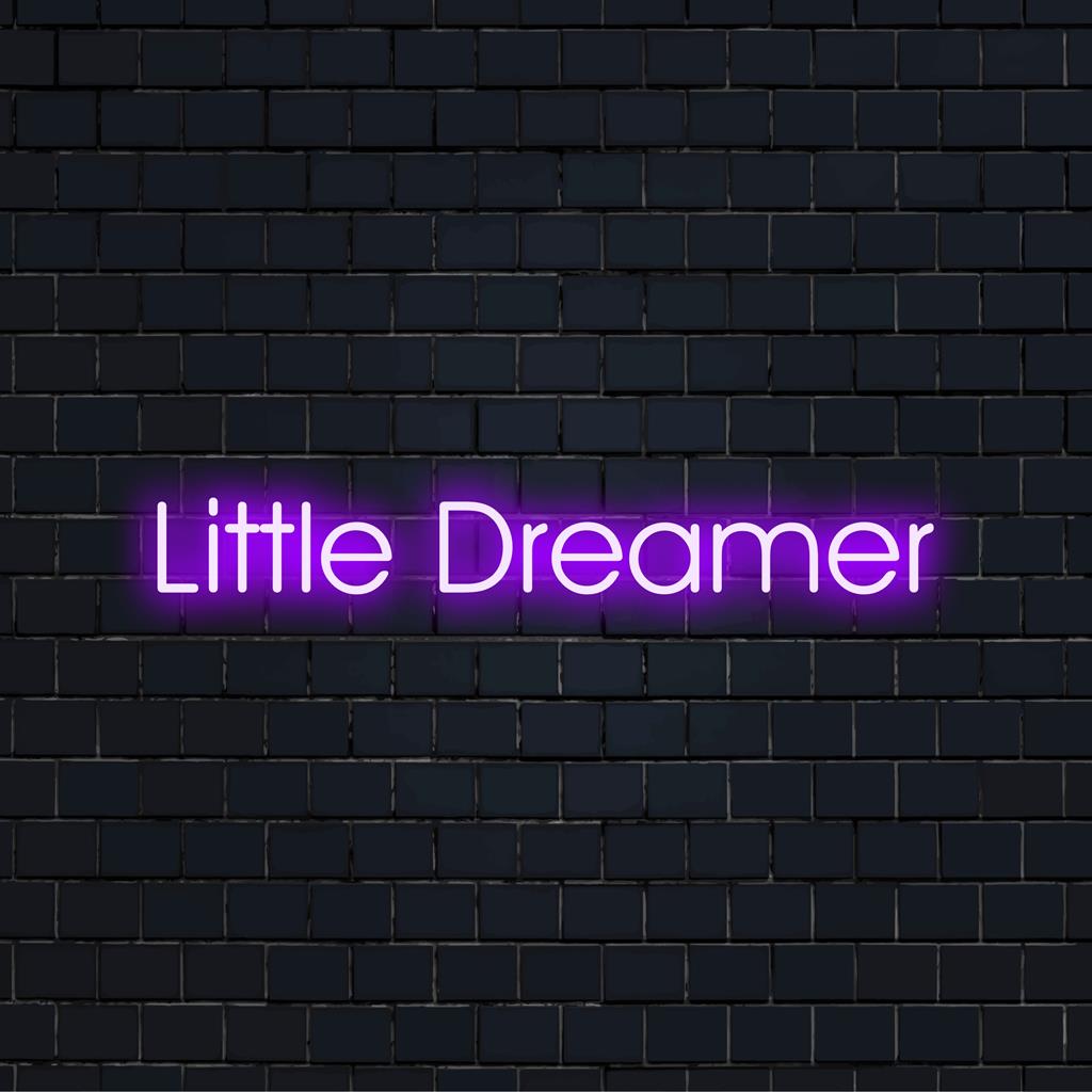 Semn cu neon cu LED care strălucește cu Little Dreamer, prezentând artă neon viu, perfectă pentru decorul creativ și personalizat de perete.