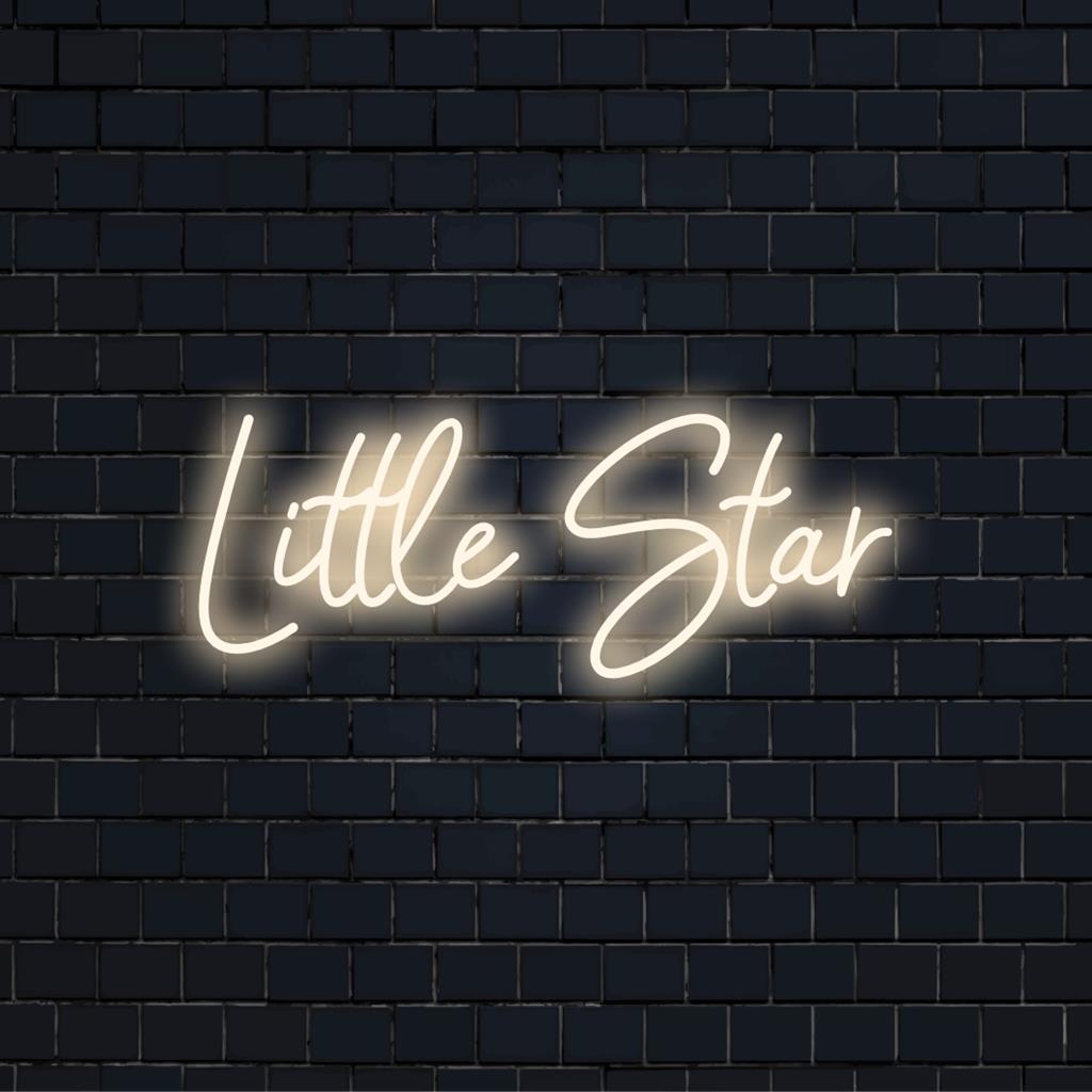 Custom LED neon sign spelling Little Star, radiating a soft glowโperfect for adding a celestial touch to any space.
