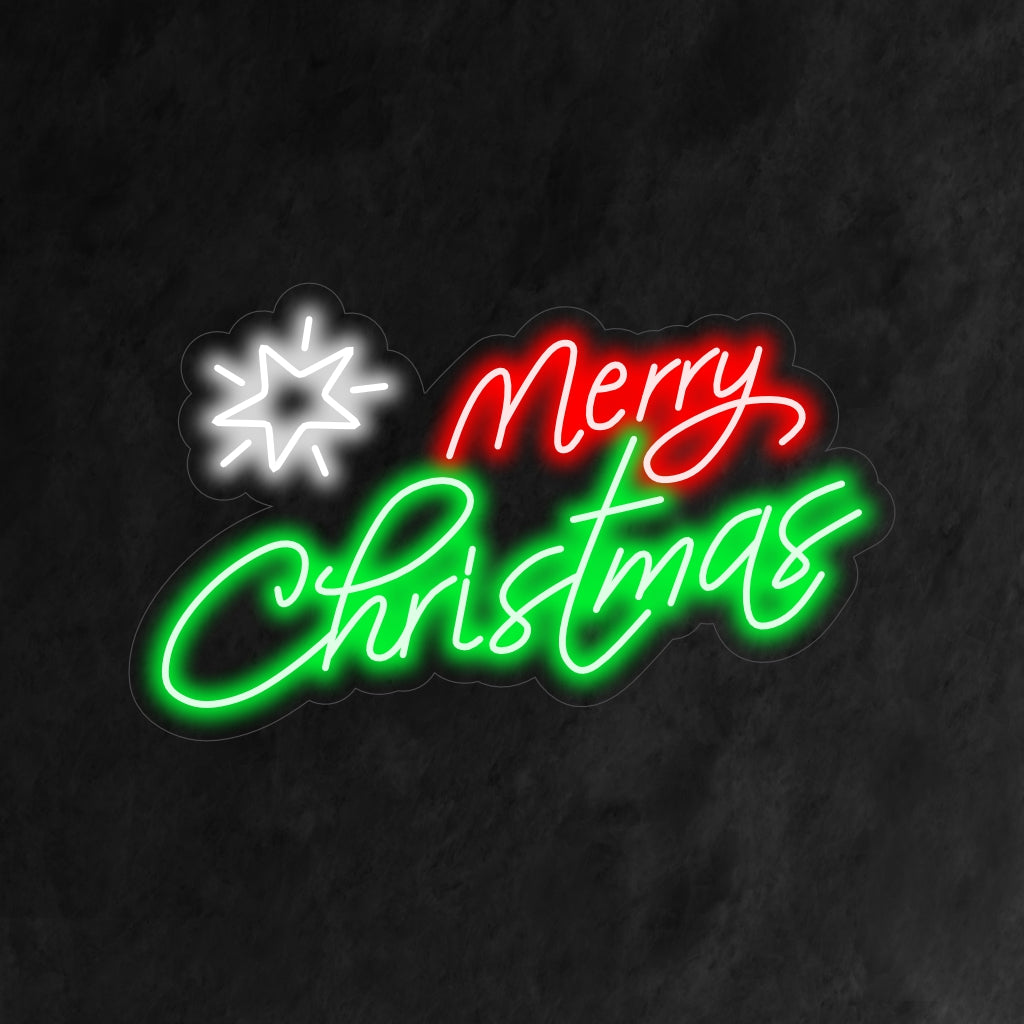 "Merry Christmas Star Snow Neoon Sign" on pidulik ja lummav täiendus teie pühadeteemalisele interjöörile. Neoonvalgus, mis toob lumise jõuluöö võlu.