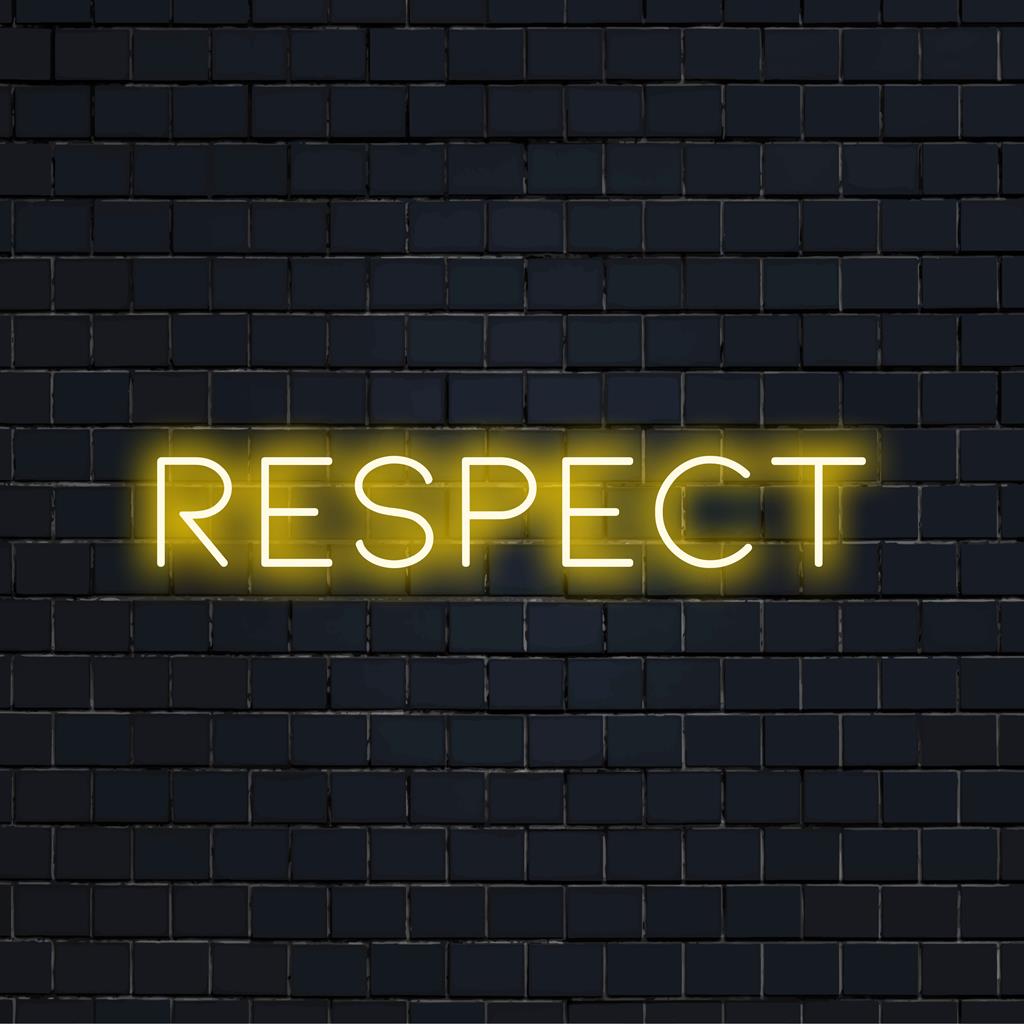 Jasno świecący neon LED „Respect” doskonale nadaje się do stylowego wystroju wnętrz i przyciągającej wzrok eleganckiej sztuki ściennej.