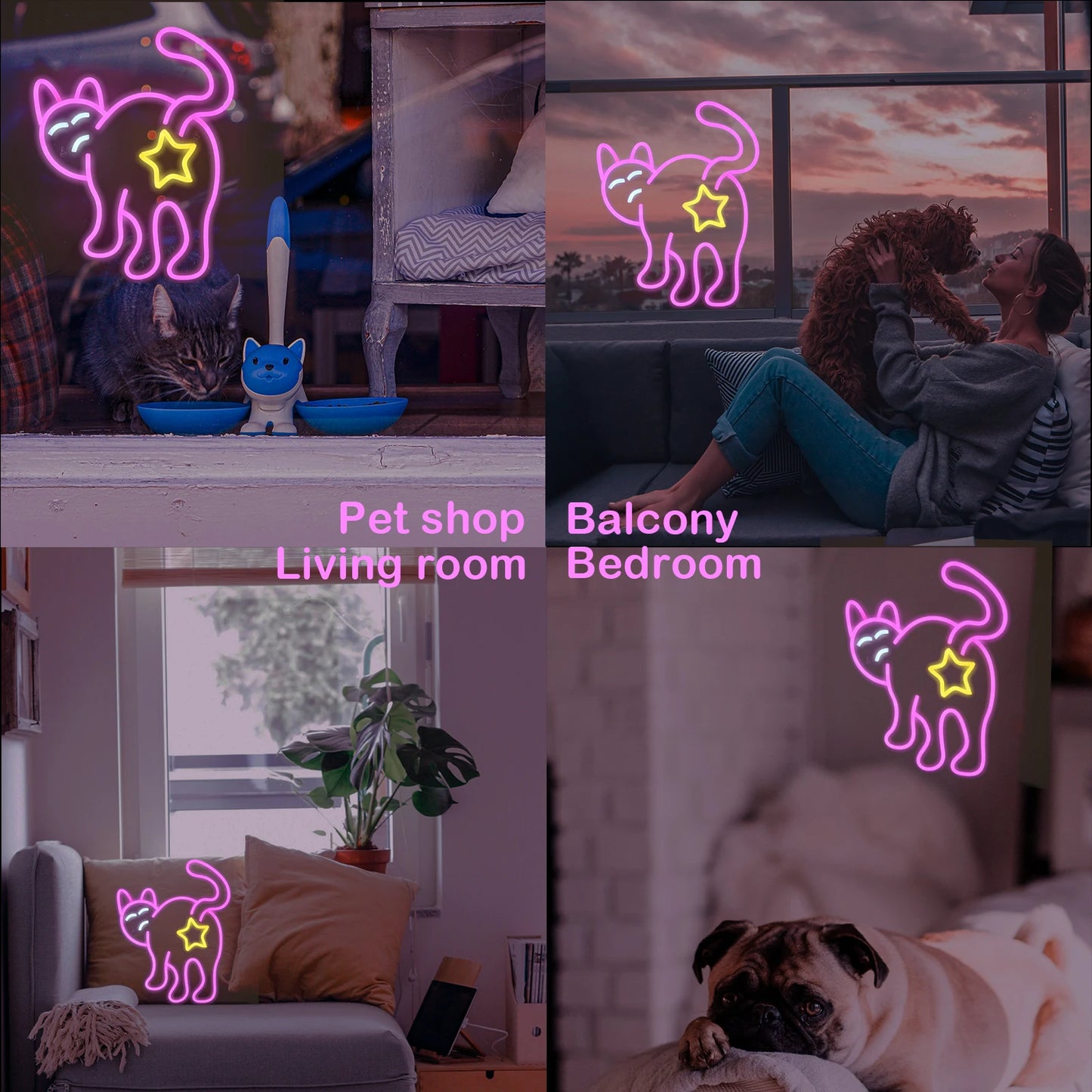 Cartel LED USB 5V con diseño de gato - Económico