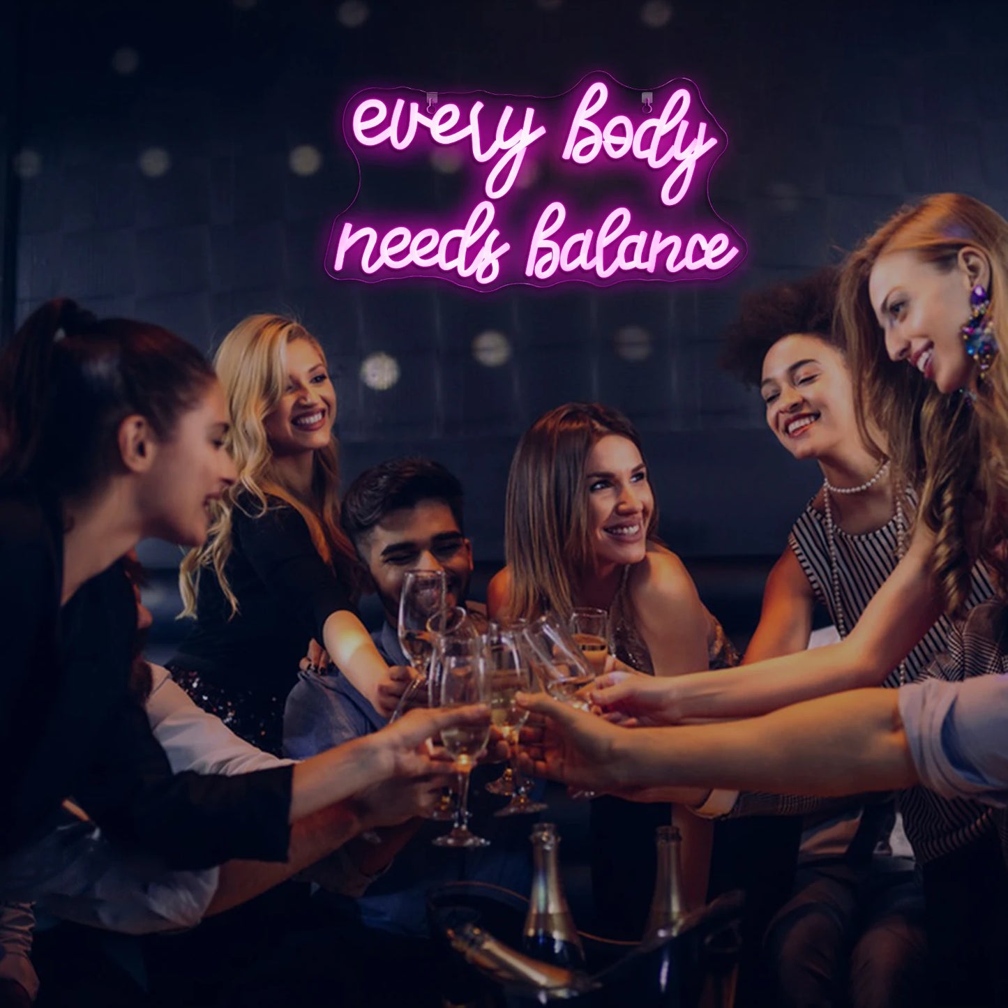 Cartel LED Económico "Every Body Needs Balance" con USB 5V