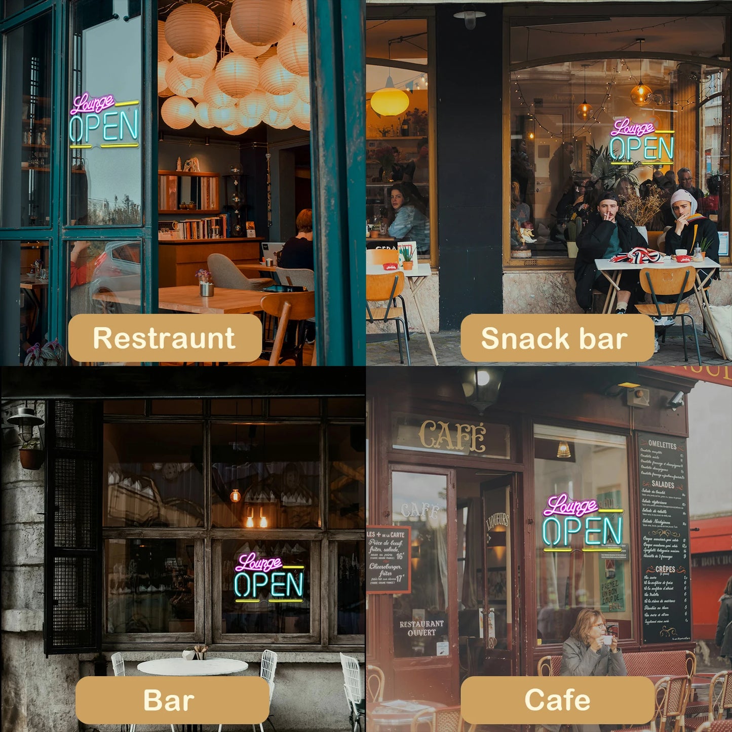 Cartel LED de Lounge Abierto 5V USB - Económico