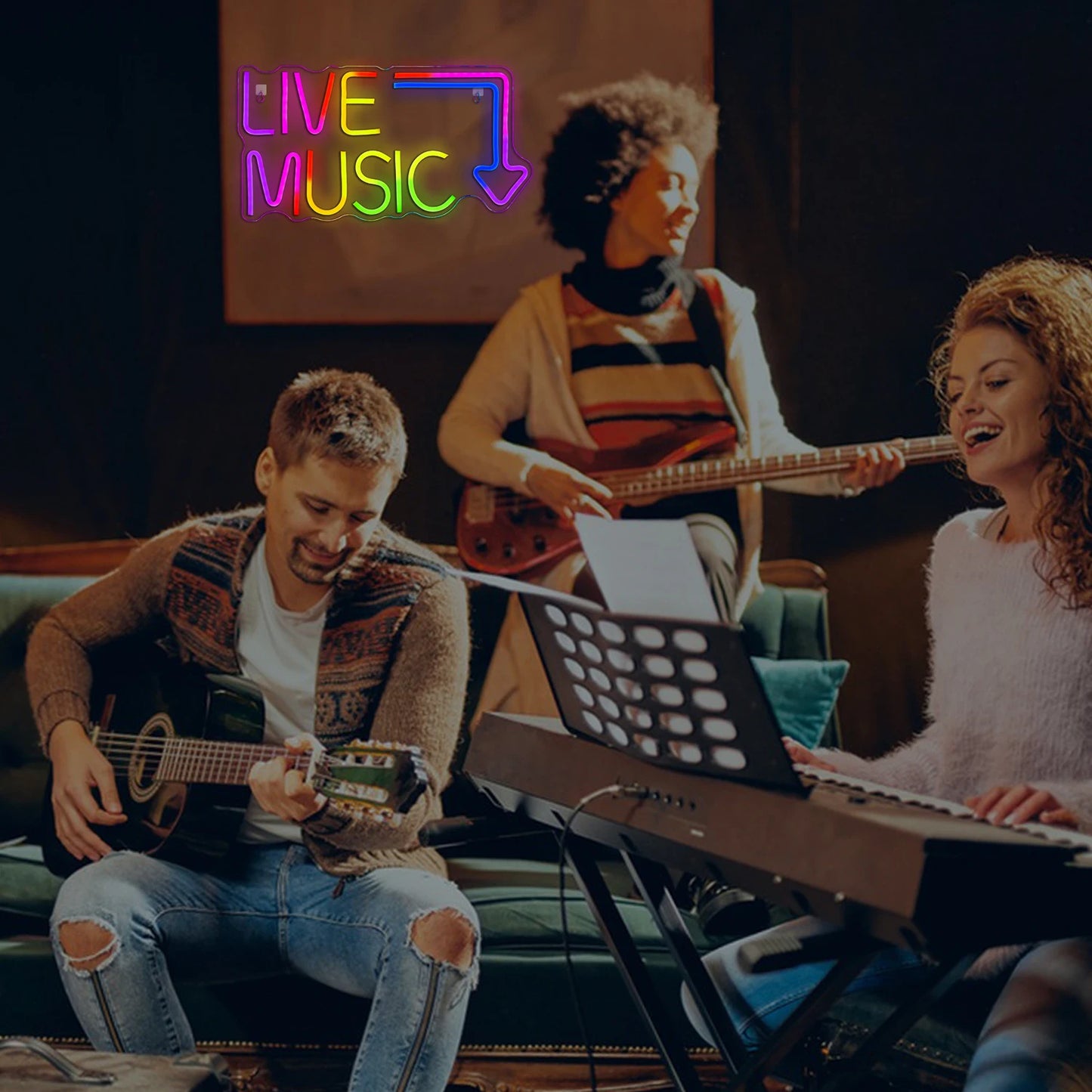 Cartel LED de Música en Vivo 5V USB - Económico