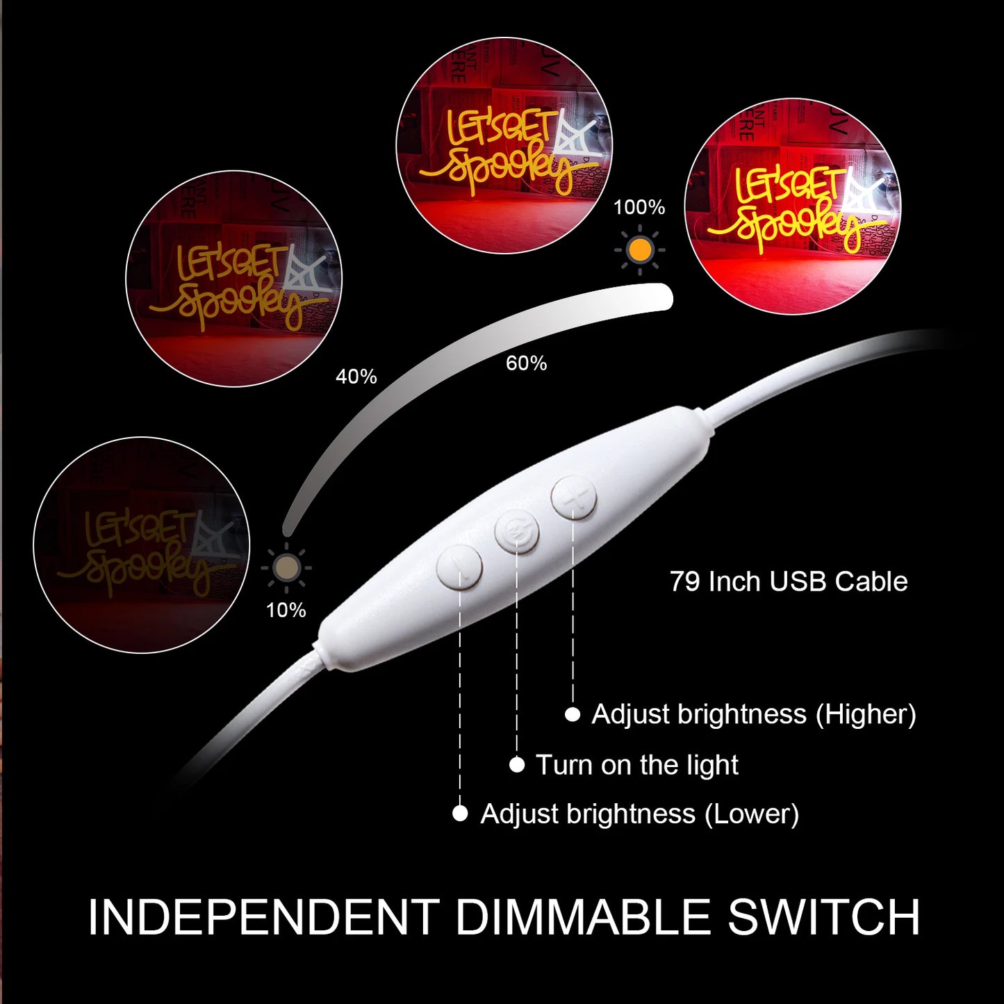 Let's Get Spooky 5V USB Neonowy Napis - Przyjazny dla Portfela