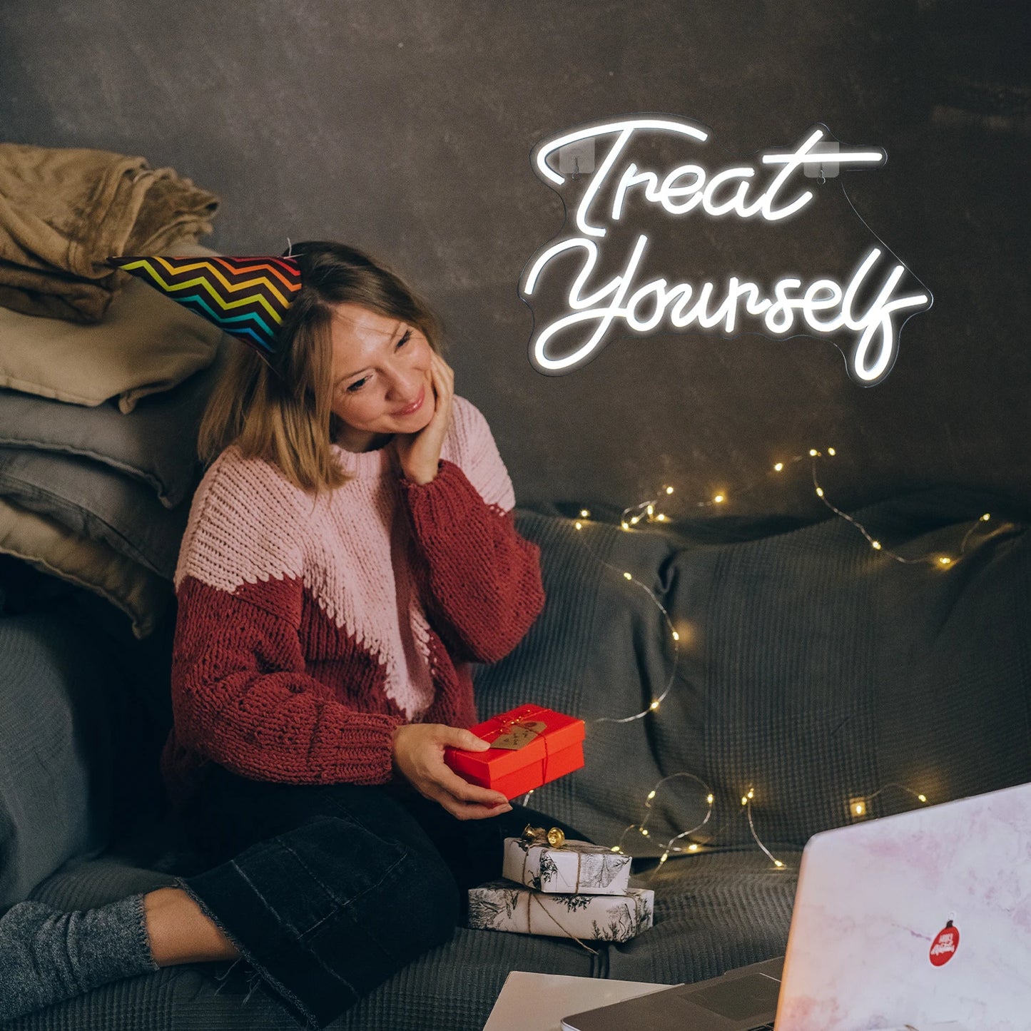 Treat Yourself 5V USB LED Neon Sign - Budget Friendly