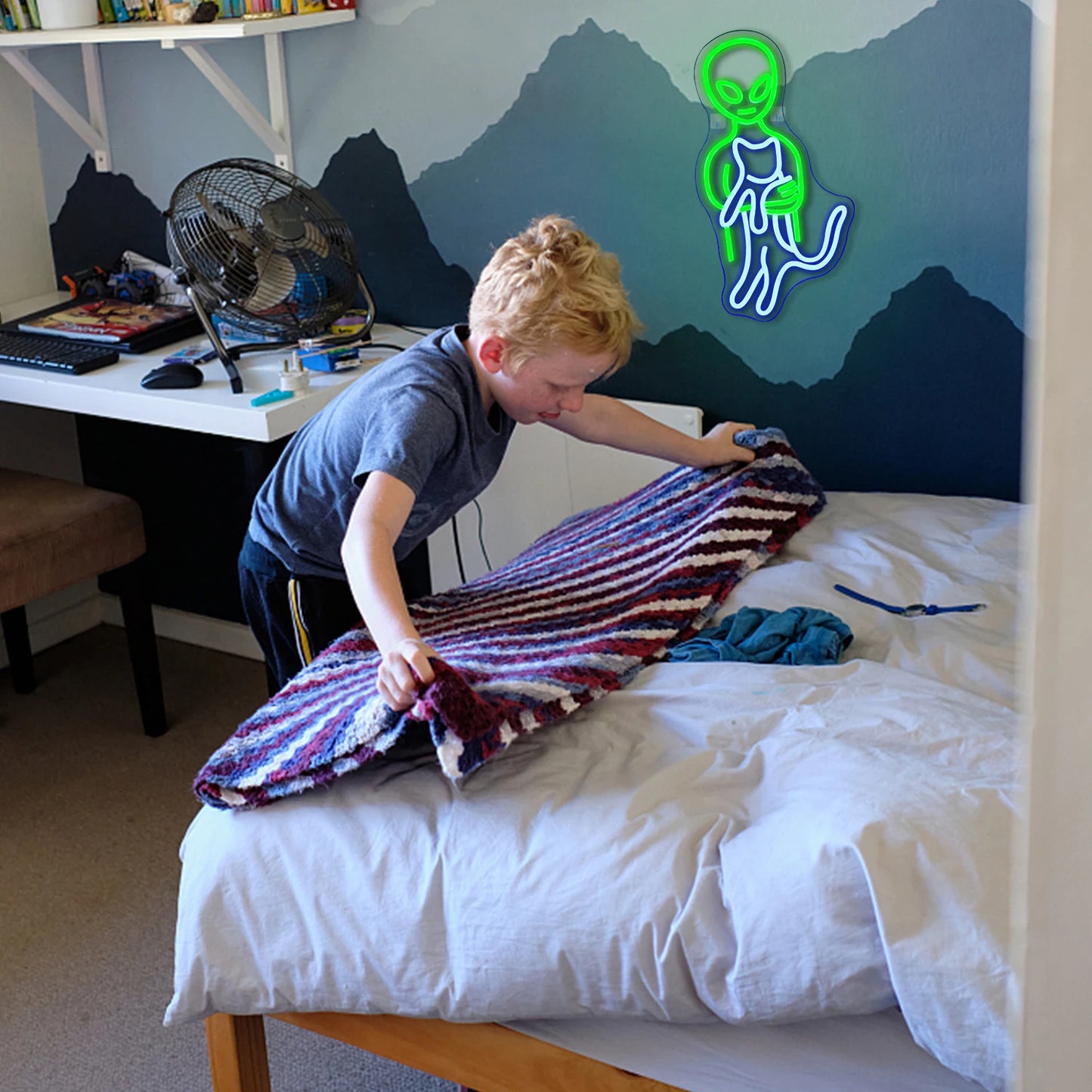 Zelený mimozemšťan 5V USB LED světelný nápis - Cenově dostupný