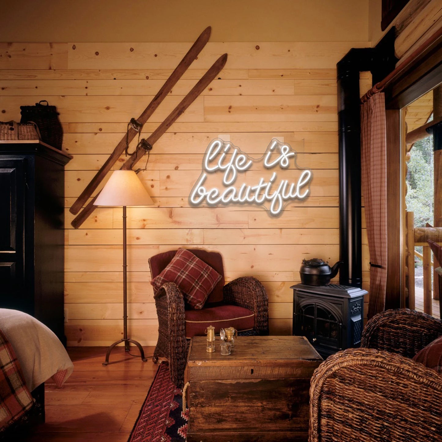 Cartel de neón LED USB 5V "La Vida es Bella" - Económico