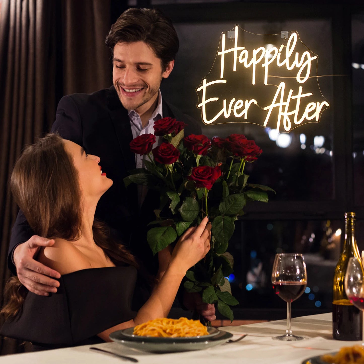 A žili šťastně až do smrti 5V USB LED světelný nápis - Cenově dostupný