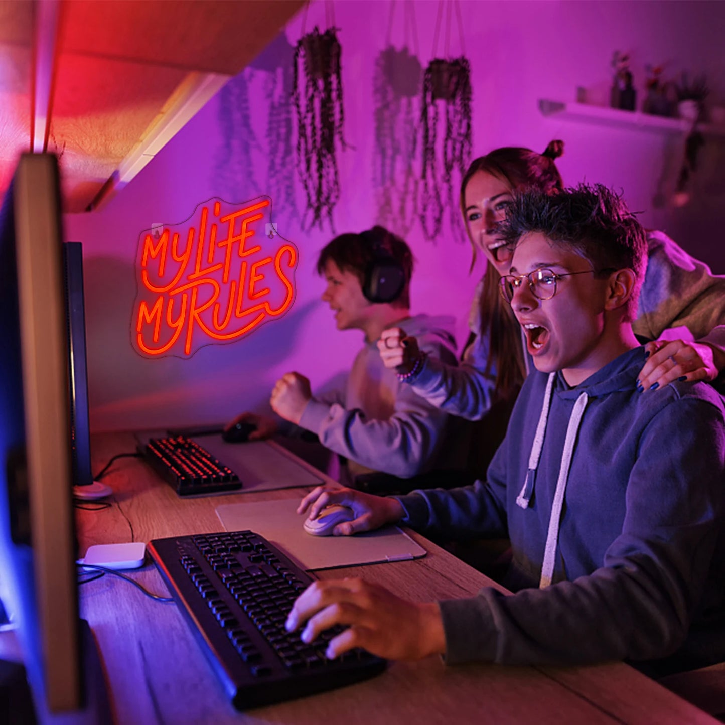 Cartel LED "Mi Vida Mis Reglas" 5V USB - Económico