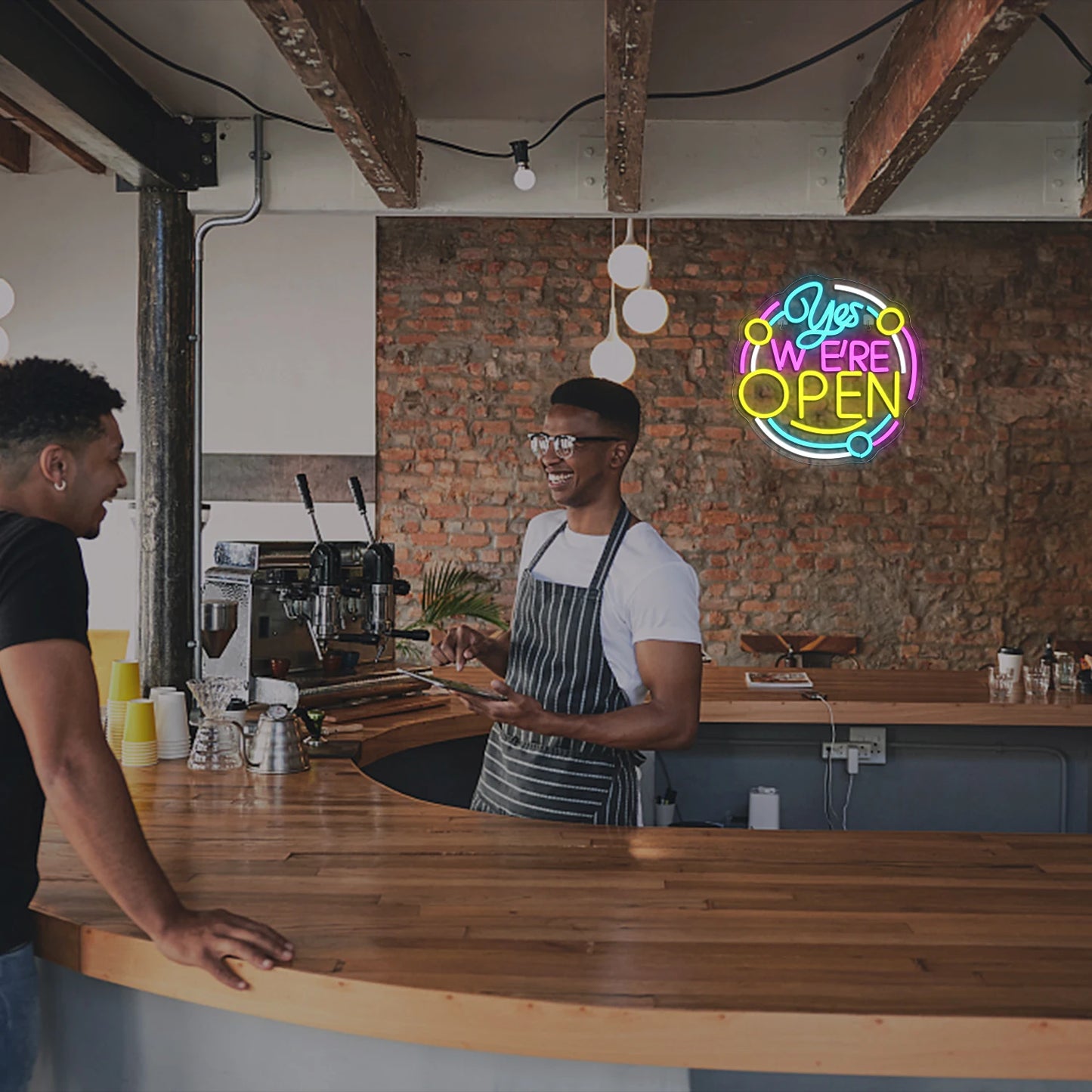 Ano, Jsme Otevřeni LED Světelný Nápis - USB Napájený Světelný Nápis do Obchodu, Restaurace, Baru a Party Dekorace