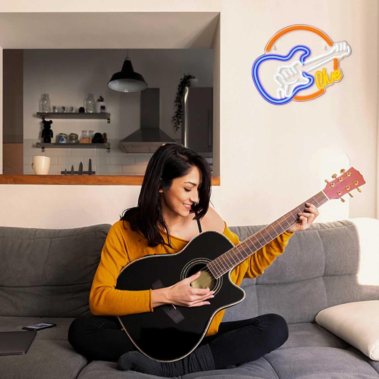 Cartel LED de Guitarra Musical 5V USB - Económico