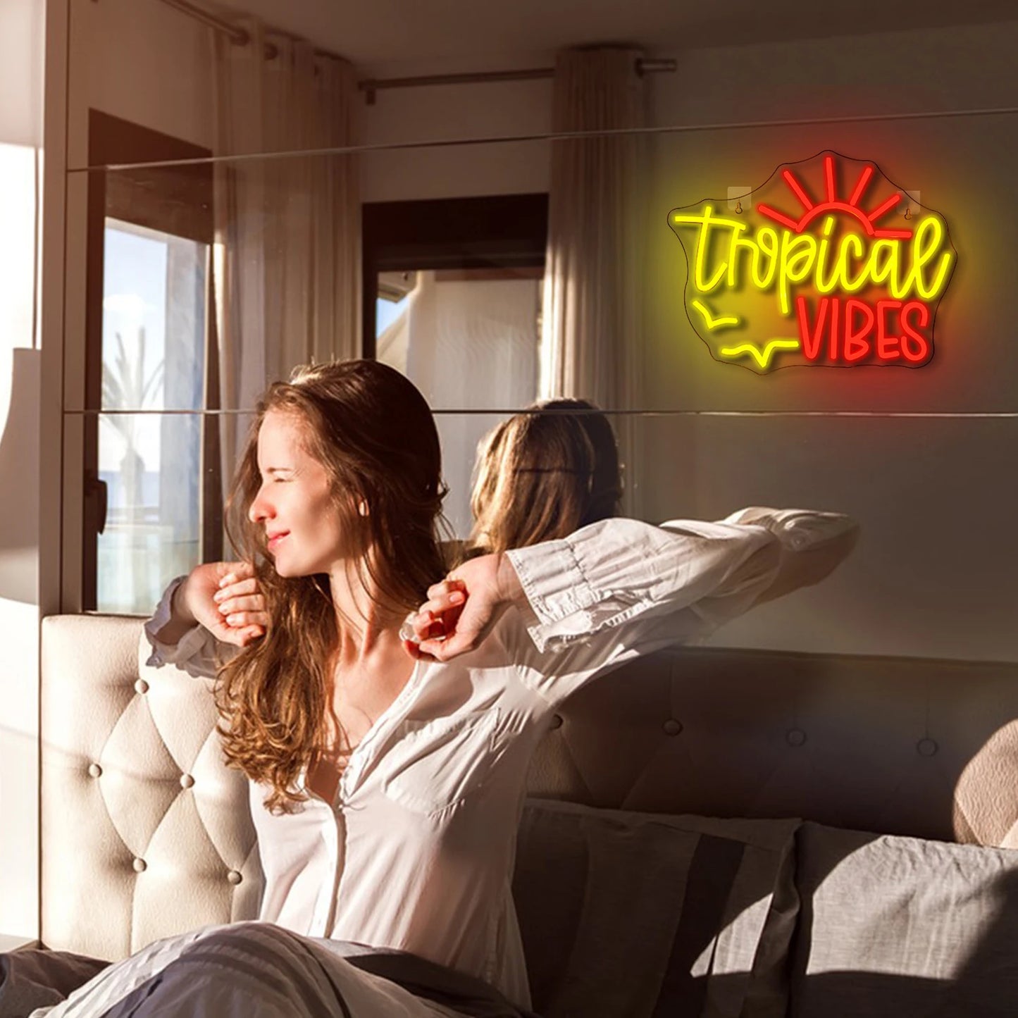 Letrero LED USB 5V "Tropical Vibes" - Económico