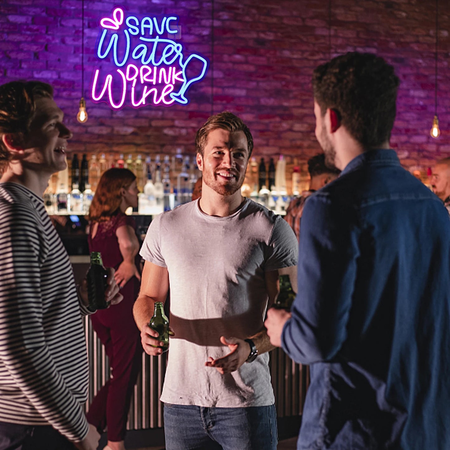 Cartel LED Económico "Ahorra Agua Bebe Vino" 5V USB