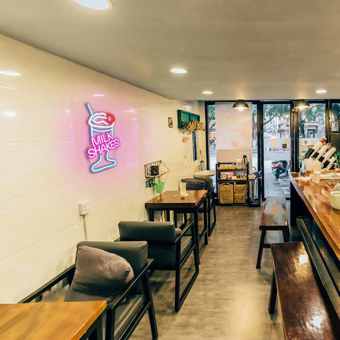 Cartel LED 5V USB Milke Shakes - Económico